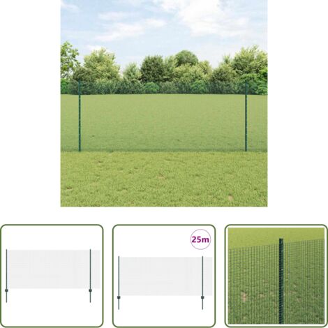 Cerca verde -  Valla con Poste Verde 1 x 25 m Acero
