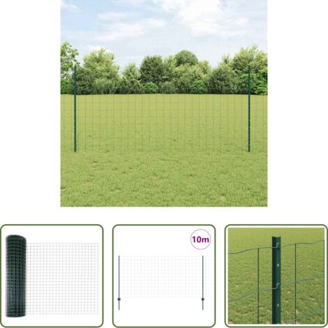 Cerca verde -  Valla con Poste Verde 1,2 x 10 m Acero