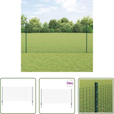 Cerca verde -  Valla con Poste Verde 1,2 x 10 m Acero y PVC