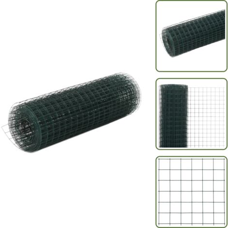 Cercado para aves - vidaXL Alambrada de gallinero acero recubrimiento PVC verde 25x0,5 m - Malla metálica