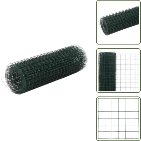 Cercado para aves - vidaXL Alambrada de gallinero acero revestimiento PVC verde 10x0,5 m - Red para gallinero