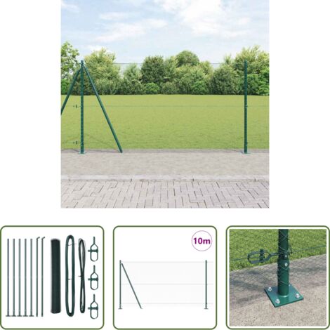Cercas exteriores -  Poste de Valla Verde 10 x 1,2 m (malla de 13 mm) Acero y PVC