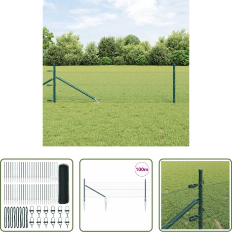 Cercas exteriores -  Poste de Valla Verde 100 x 0,4 m (malla de 13 mm) Acero y PVC