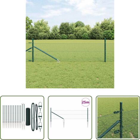 Cercas exteriores -  Poste de Valla Verde 25 x 0,5 m (malla de 13 mm) Acero
