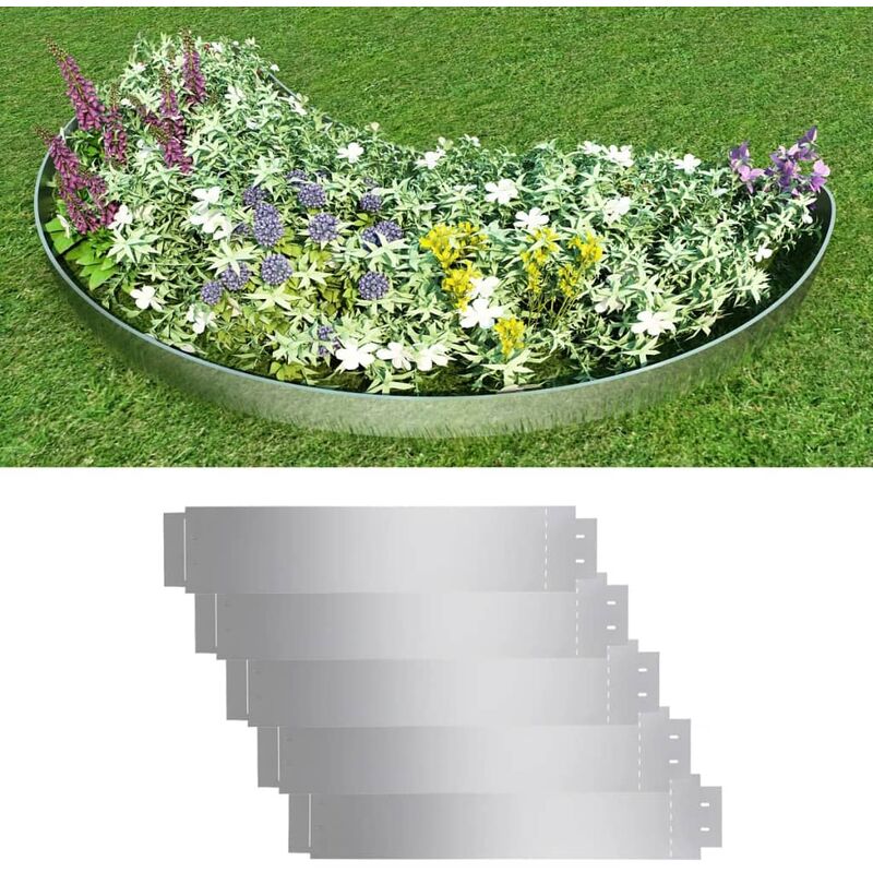 

Cercas para el césped 5 piezas acero galvanizado 100x20 cm - Plateado