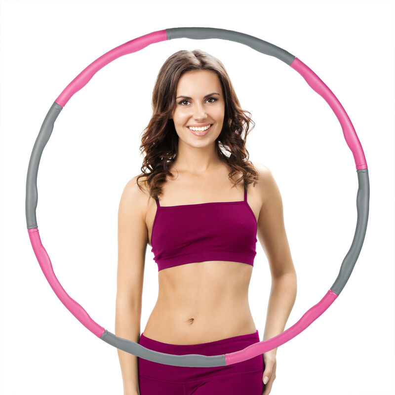 Relaxdays - Cerceau Hula Hoop, diamètre de 98 cm, accessoire de fitness pour adultes, exercice abdominaux, rose - gris