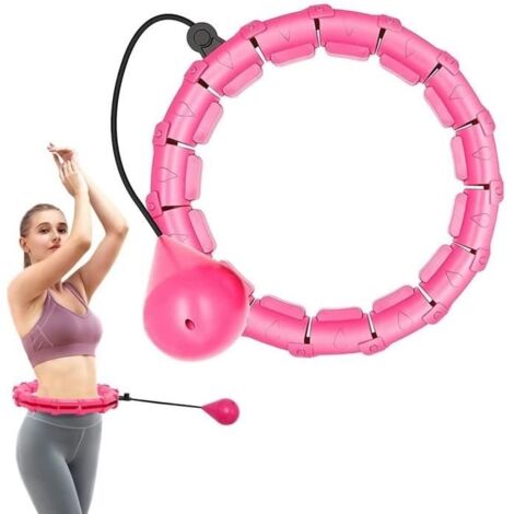 Cerceau Hula Hoop Fitness Adulte,24 Noeuds Anneau Détachable 2 en 1 Taille Réglable avec Gravité Boule de Poids 360 Degrés Tournant