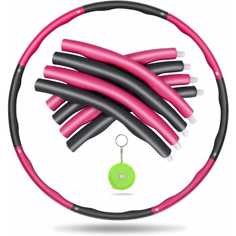 Cerceau Hula Hoop, Hula Hoop Fitness Adulte Démontable avec Mousse, Professional Hula Hoop Adulte Fitness 1,2 kg, Largeur réglable (19-37 in), Cerceau de Fitness avec Mètre Ruban