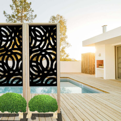 CERCHI LARGE - Separè - Paravento modulabile - 70x190cm - in Legno e PVC - Colore: nero