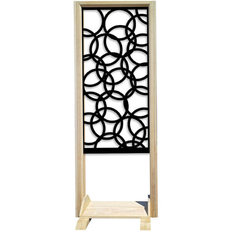 CERCHI SMALL - Separè - Paravento modulabile - 70x190cm - in Legno e PVC  Nero