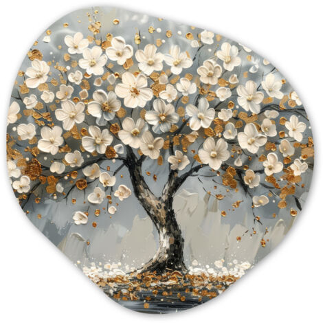 CERCHIO DA PARETE Albero - Oro - Fiori - Astratto - Arte 40x40 cm