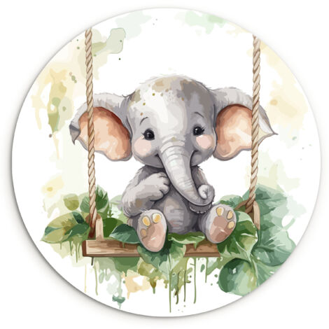 CERCHIO DA PARETE Elefante - Animale - Bambini - Giungla 150x150 cm