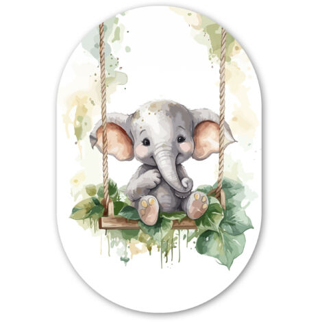 CERCHIO DA PARETE Elefante - Animale - Bambini - Giungla 40x60 cm