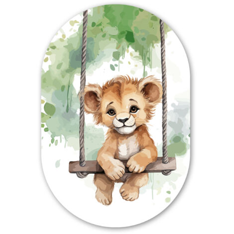 CERCHIO DA PARETE Leone - Animale - Bambini - Giungla 40x60 cm
