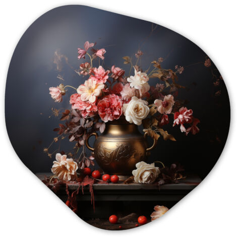 CERCHIO DA PARETE Natura morta - Fiori - Rose - Bouquet - Vaso 40x40 cm