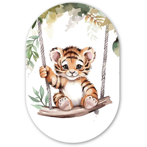 CERCHIO DA PARETE Tigre - Animale - Bambini - Giungla 80x120 cm