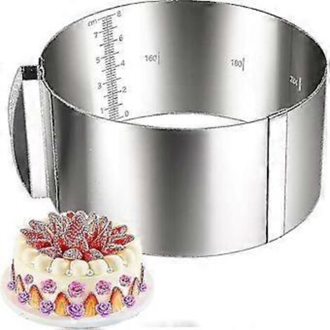 Cercle à gâteau ajustable en acier inoxydable, moule rond de 15 à 30 cm de diamètre - Outil de pâtisserie polyvalent pour créer des gâteaux parfaits