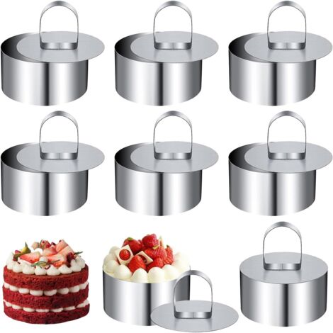 Cercle à Patisserie, 8 Pièces Emporte Pièce, 8cm Emporte-Pièces, Acier Inoxydable Emporte Piece Patisserie, avec Couvercle Convient pour Desserts Biscuits Pâtisserie Gâteaux