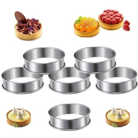 Cercle à pâtisserie - Inox - 6 pcs - Antiadhésif - Compatible lave-vaisselle - 80 mm
