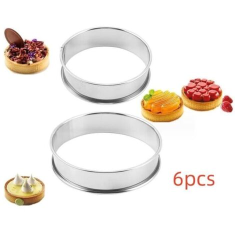 Cercle à pâtisserie - Inox - 6 pièces - Antiadhésif - 8cm et 10cm - Multi-usages