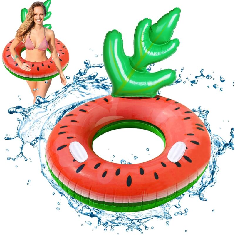 Cercle gonflable PVC adulte 104x96cm chaise longue flottante rangée avec poignée melon citron back Swimming Circle