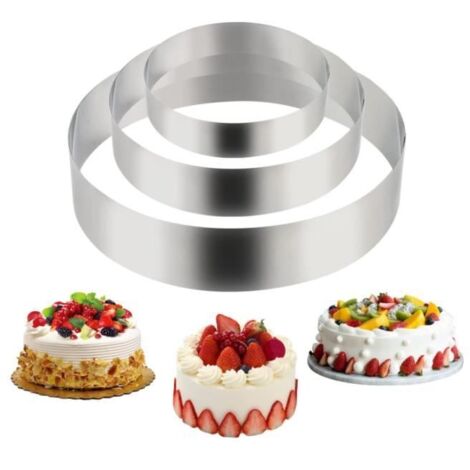 Cercle Patisserie 3 Pcs,Cercle a Patisserie Ronds en Acier Inoxydable Diamètre 10/15/20 cm Hauteur 4,5 cm Pour Pâtisseries Gâteaux