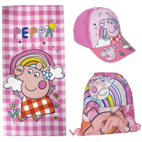 CERDÁ LIFE'S LITTLE MOMENTS Set Bambini dePeppa Pig - Colore Rosa - Include Sacco de Tessuto, Asciugamano e berretto - Stampato de Peppa Pig - Ideale per l'estate - Prodotto originale disegnato in Spa