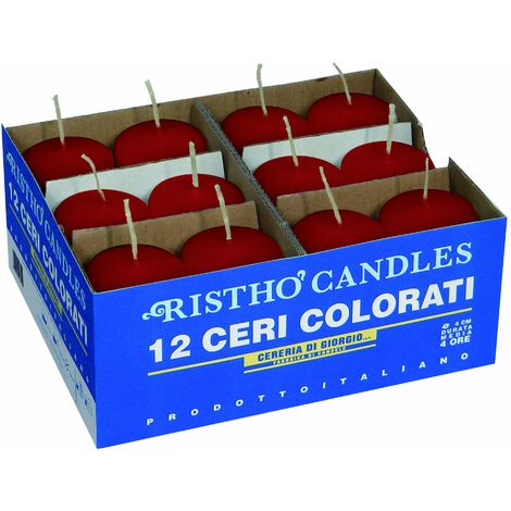 Cereria di Giorgio Candele diametro 4 cm altezza 7 - Rosso - Confezione da 12 pezzi