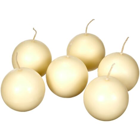 Cereria di Giorgio Risthò Candele Sfera, Cera, Avorio, 6x6x6 cm, 6 unità