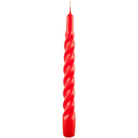 Cereria di Giorgio Risthò Candele Tortiglione Laccate, Cera di paraffina, Rosso, 2.2 cm, 3 unità