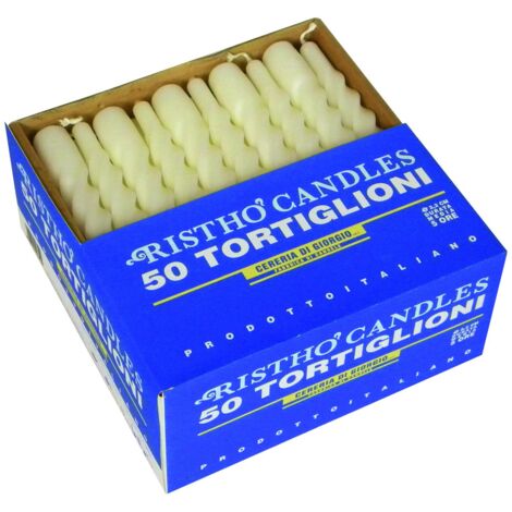 Cereria di Giorgio Risthò Candele Tortiglione per Candeliere, Cera, Avorio, 2.2 x 21 cm, 50 unità