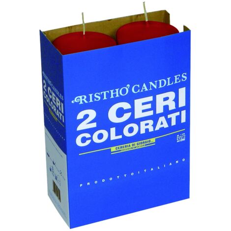 Cereria di Giorgio Risthò Ceri, Cera di paraffina, Rosso, 7x7x20 cm, 2 unità