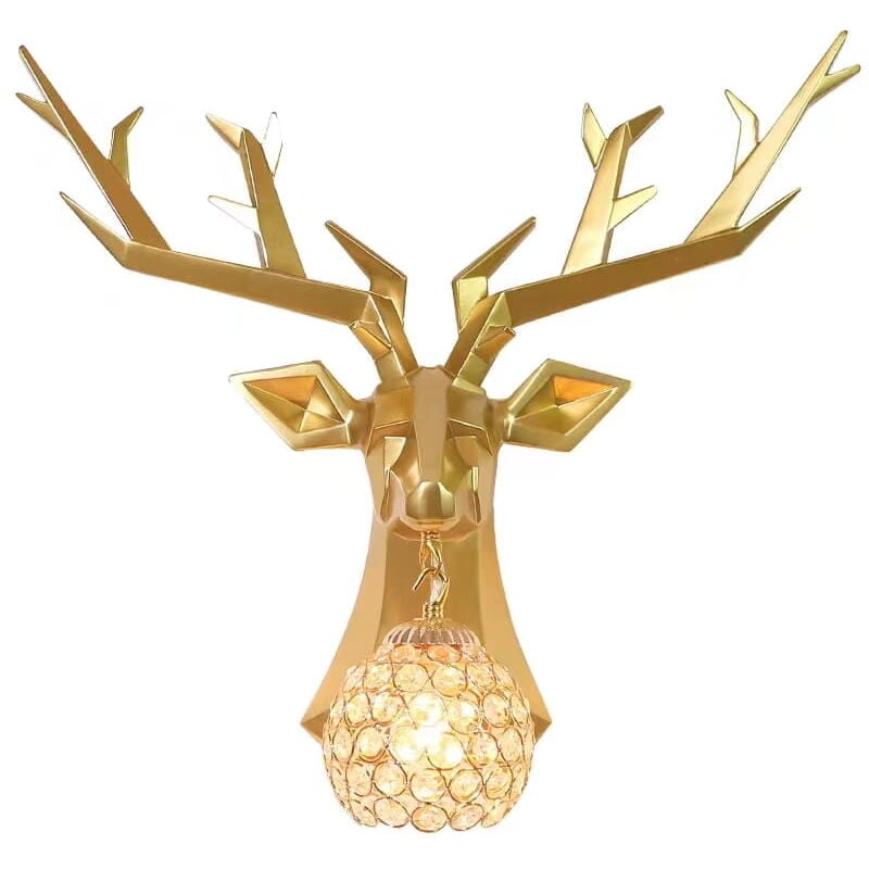 Cerf - applique décorative moderne avec un cerf doré, 53 cm