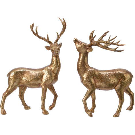 Cerf en polyrésine or 9,5x18,4x26,1 cm