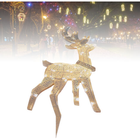Cerf lumineux à paillettes de Noël, étanche, LED, décoration extérieure pour jardin et pelouse