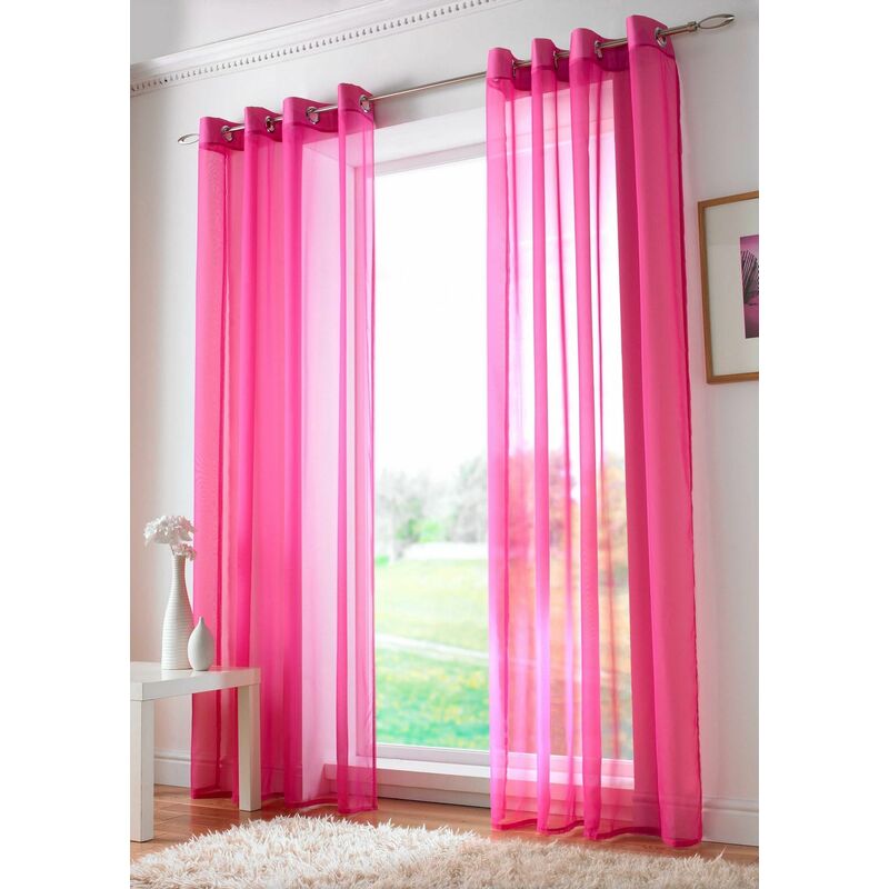 Cerise Eyelet Ring Top Voile Curtain Panel 108' Drop