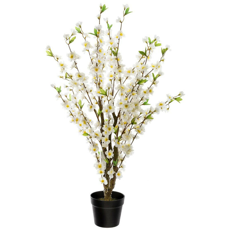 Atmosphera - Plante artificielle Cerisier en pot h 100 cm Blanc