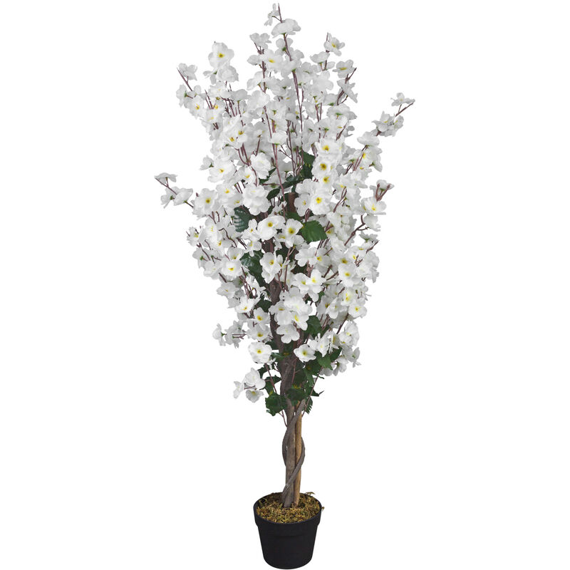 Cerisier Plante Artificielle Arbre Fleur de Cerisier Véritable Tronc en Bois Décoration Intérieure Déco 120 cm Decovego