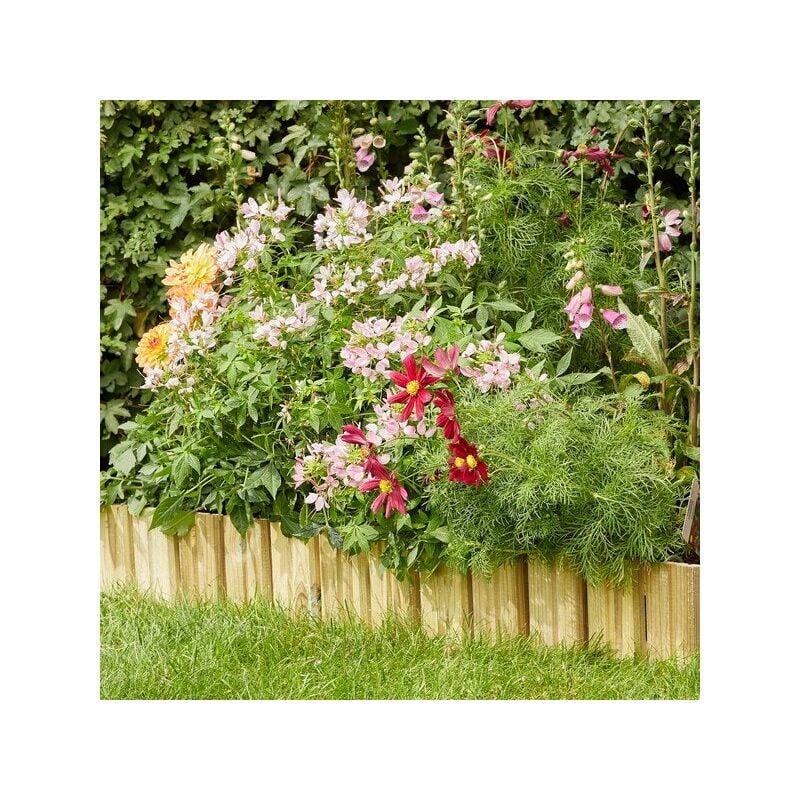 Cerland - Bordure droite à planter bois naturel, H.15 x L.119.4 cm