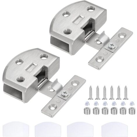 Cerniera a 90 gradi in lega di zinco per porte in vetro, vetrine, cantine e box doccia, con viti per vetro di spessore 8-9 mm, 2 pezzi (argento)