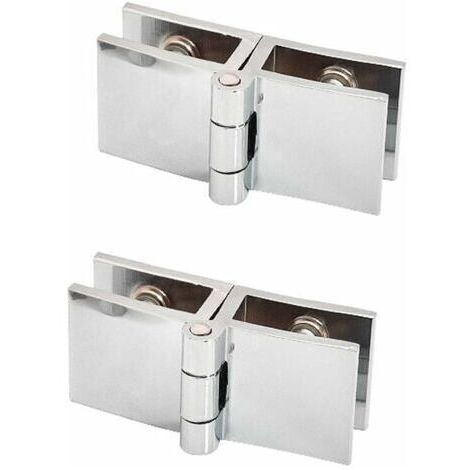 Cerniera a clip per porta in vetro PCS a 180 gradi, senza foratura, per vetro di spessore compreso tra 5 mm e 8 mm.
