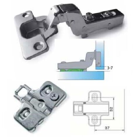 Cerniera ammortizzata per mobili e cucina 110° box 35 c/basetta con clip dimensione disponibile: collo 15 - alta
