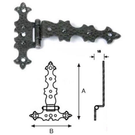 Cerniera Ferro Battuto Collo Verniciata Nero Anticata 95x72 Mobili Armadi Stile