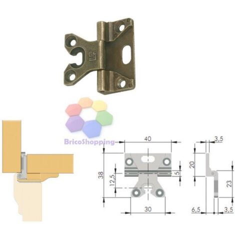 Cerniera lf per mobili antichi armadi cerniere lf collo basso bronzo h8 40x38