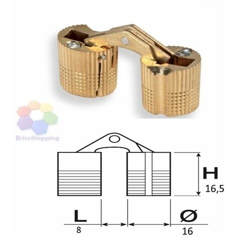 Cerniere invisibili cilindriche in acciaio bronzato e nylon marrone - ø  mm.14 - incasso ø mm.14x16,5p. (493) CEAM