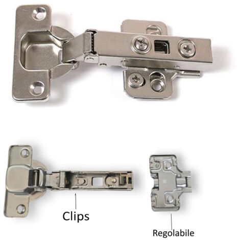 Cerniera per Anta Mobile Porta con Clip Regolabile Sgancio Rapido Collo 0 8 15 - Taglia: 9