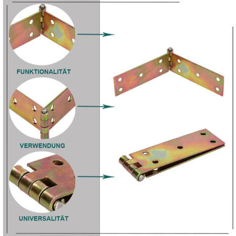 Cerniera per mobile - 162 x 31 mm - Confezione da 10 - Zincata - Cerniere per porte - Cerniere per armadi