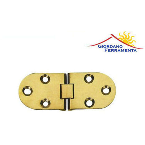Cerniera per Mobili a Biscotto in Ottone Lucido 80X30 mm con Fermo
