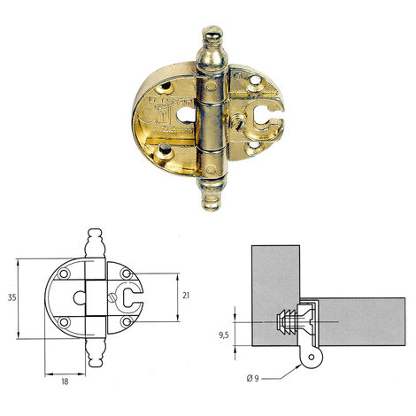 CERNIERA PER MOBILI 'A0056' oro- 2 pezzi
