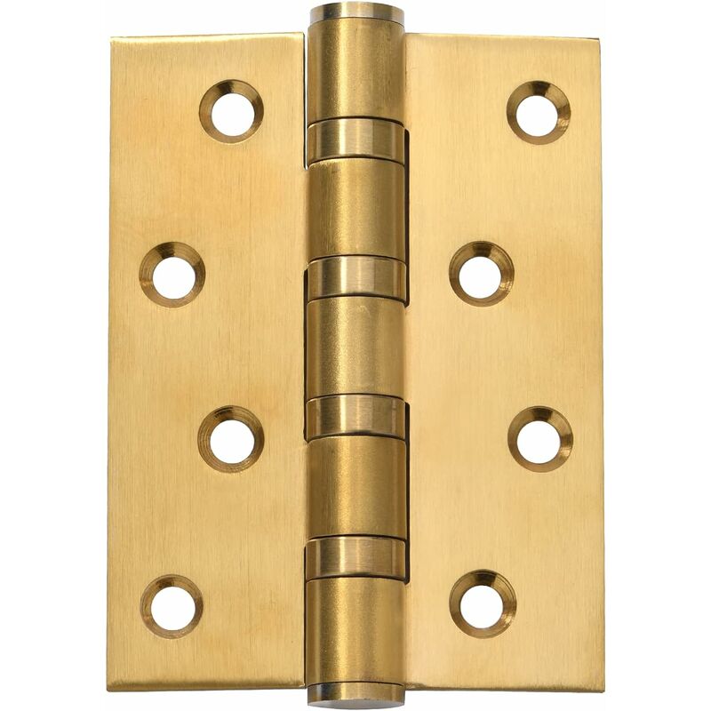 Image of Fortuneville - Cerniera per porta opaca da 4 pollici, cerniera per porta in acciaio inossidabile da 4 pollici × 3 pollici, 3 pezzi (oro spazzolato da